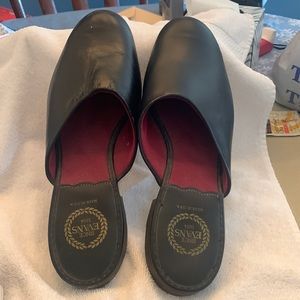 Soft black leather slides size 10.
